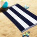 Cabana Stripe Oversized Cotton Beach Towel Set - Blue