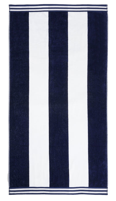 Cabana Stripe Oversized Cotton Beach Towel Set - Blue