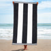 Cabana Stripe Oversized Cotton Beach Towel Set - Charcoal