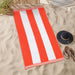 Cabana Stripe Oversized Cotton Beach Towel Set - Coral