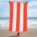 Cabana Stripe Oversized Cotton Beach Towel Set - Coral