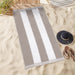 Cabana Stripe Oversized Cotton Beach Towel Set - Light Grey