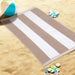 Cabana Stripe Oversized Cotton Beach Towel Set - Taupe