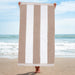 Cabana Stripe Oversized Cotton Beach Towel Set - Taupe