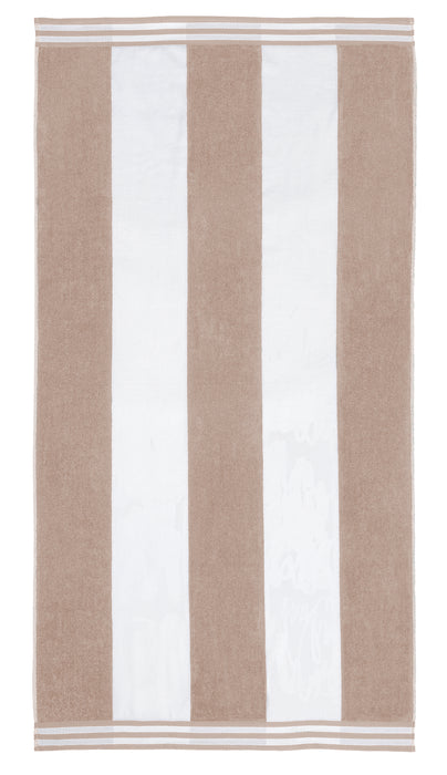 Cabana Stripe Oversized Cotton Beach Towel Set - Taupe