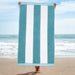 Cabana Stripe Oversized Cotton Beach Towel Set - Turquoise