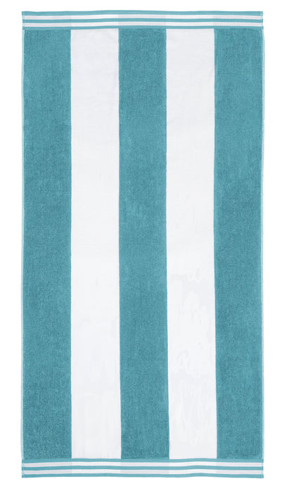 Cabana Stripe Oversized Cotton Beach Towel Set - Turquoise