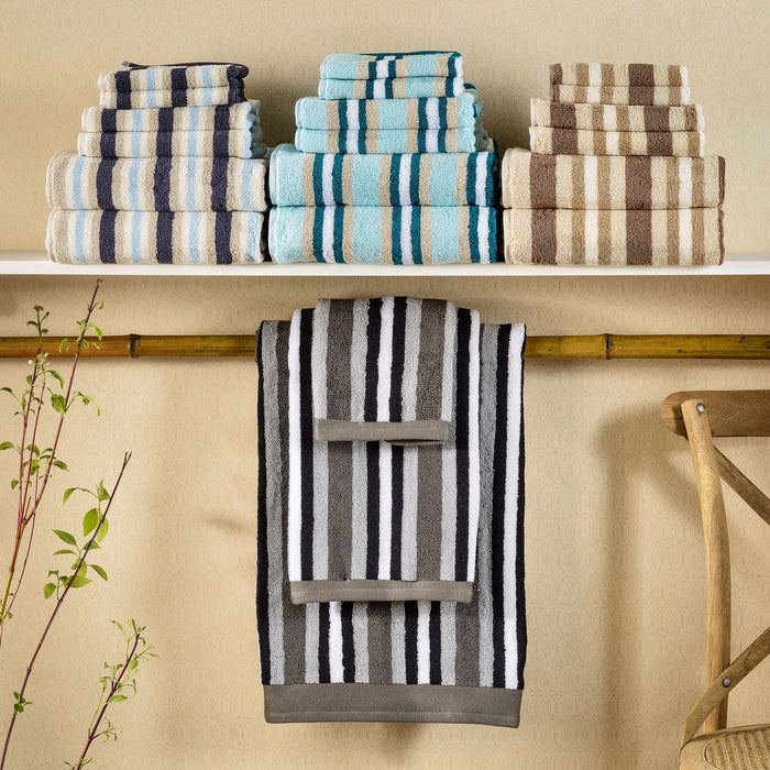 Cotton Striped 2 Piece Bath Sheet Set