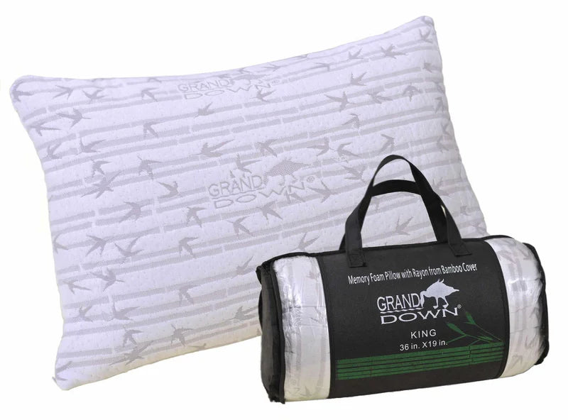 Solid Memory Foam Pillow with Bamboo Cover
