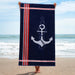 Anchor Cotton 4 Piece Oversized Beach Towel Set - Blue-Red