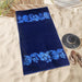 Floral Oversized Cotton 2 Piece Beach Towel Set - Blue