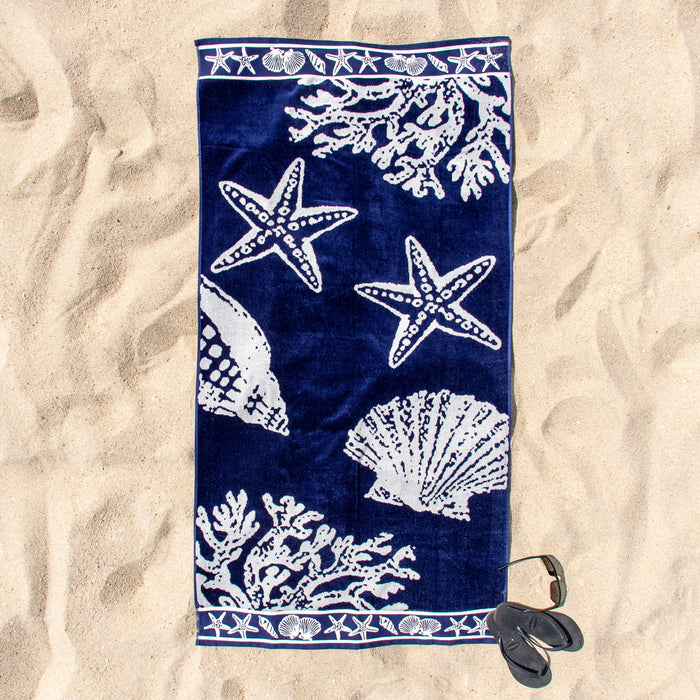 Seacoast Oversized 2 Piece Beach Towel Set - NavyBlue