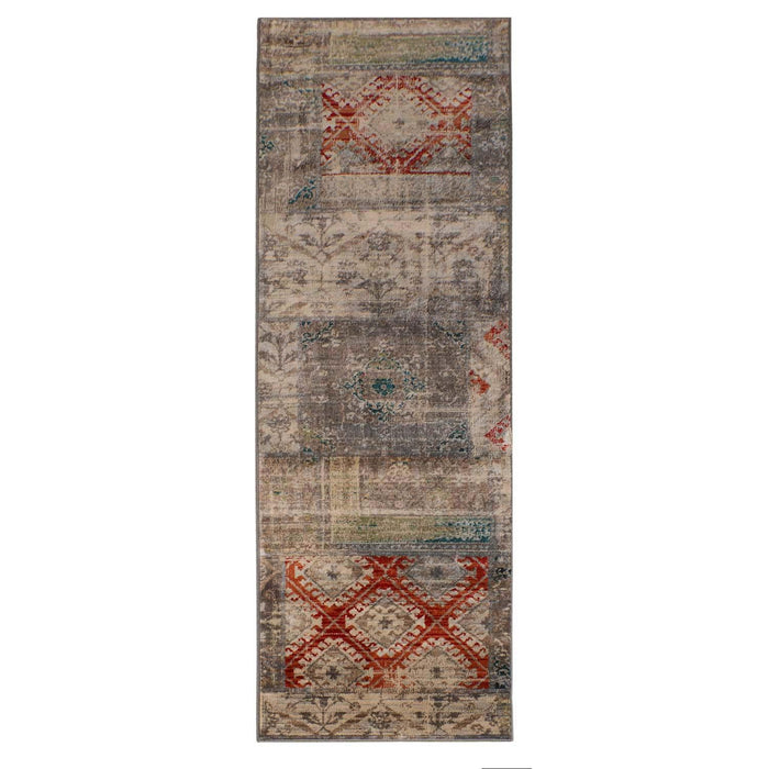 Amara Modern Distressed Patchwork Indoor Area Rug or Runner - Gray