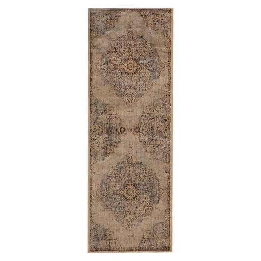 Maeve Traditional Distressed Medallion Indoor Area Rug or Runner - Ivory-Gray