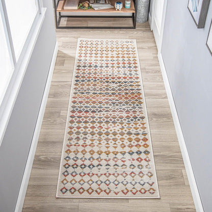 Numair Abstract Geometric Diamonds Indoor Area Rug or Runner Rug - Blue Nile Mills