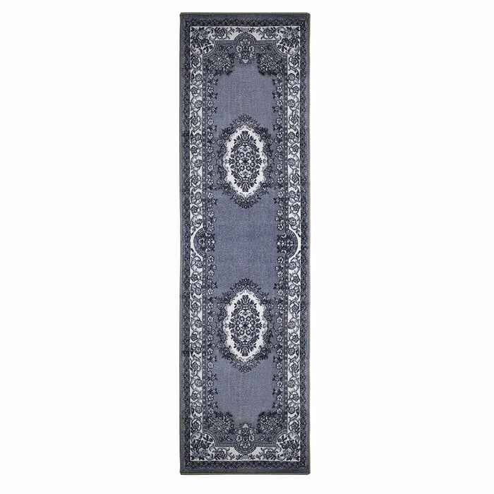 Seraphina Floral Non-Slip Indoor Area Rug Or Runner Rug Or Door Mat - Black-White