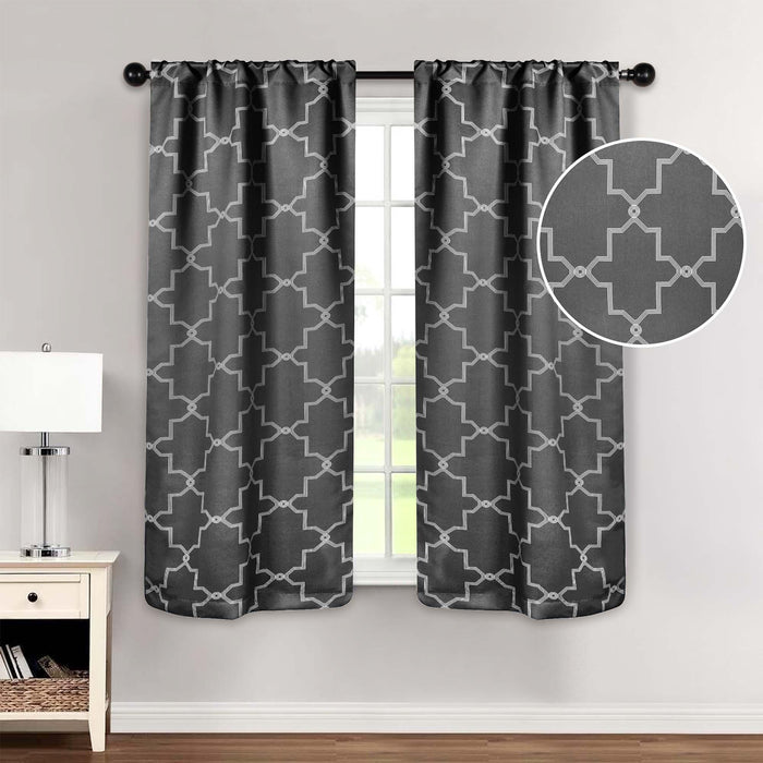 Imperial Trellis Grommet Header Blackout Curtain Panel Set