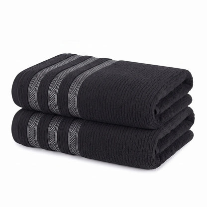 Brea Ribbed Zero Twist Cotton Bath Towels, Set of 2