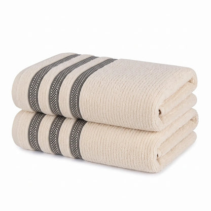 Brea Ribbed Zero Twist Cotton Bath Towels, Set of 2