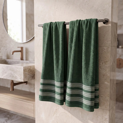 Brea Ribbed Zero Twist Cotton Bath Towels, Set of 2