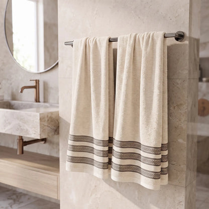 Brea Ribbed Zero Twist Cotton Bath Towels, Set of 2