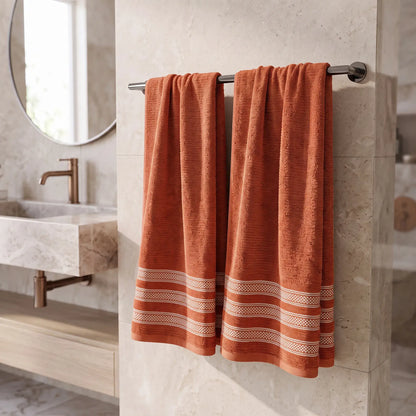 Brea Ribbed Zero Twist Cotton Bath Towels, Set of 2