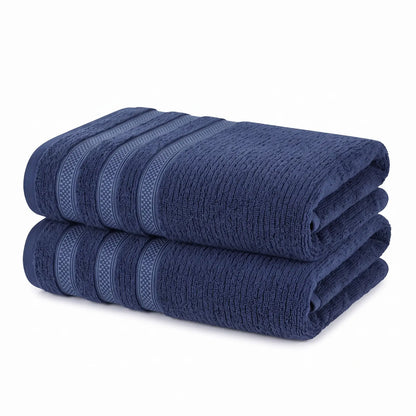 Brea Ribbed Zero Twist Cotton Bath Towels, Set of 2