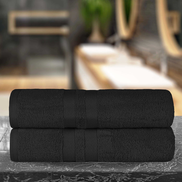 Ultra Soft Cotton Absorbent Solid Assorted 2 Piece Bath Sheet Set - Black