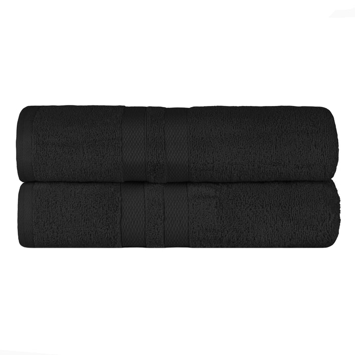 Ultra Soft Cotton Absorbent Solid Assorted 2 Piece Bath Sheet Set - Black
