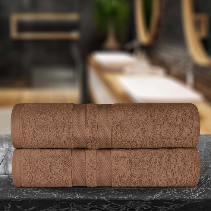 Ultra Soft Cotton Absorbent Solid Assorted 2 Piece Bath Sheet Set - Chocolate