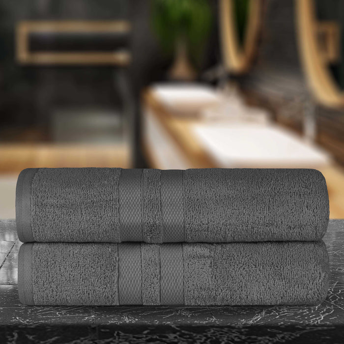 Ultra Soft Cotton Absorbent Solid Assorted 2 Piece Bath Sheet Set - Charcoal