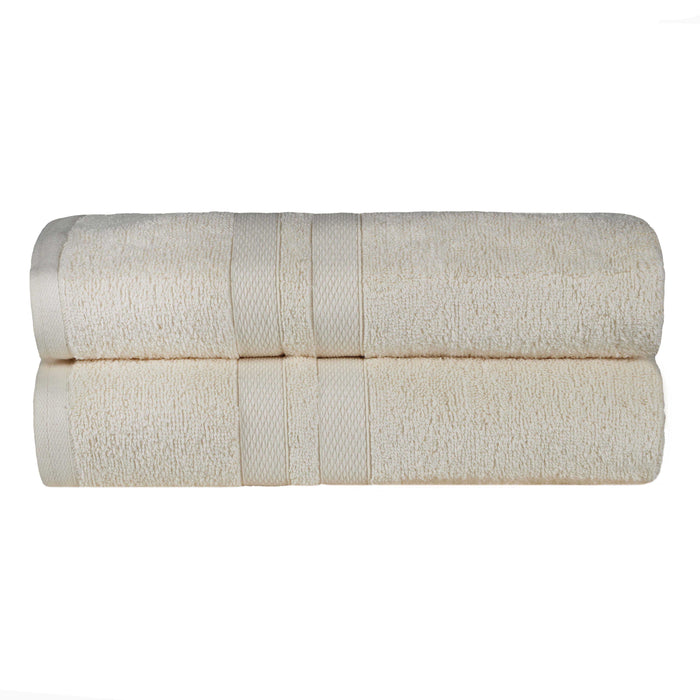 Ultra Soft Cotton Absorbent Solid Assorted 2 Piece Bath Sheet Set - Ivory