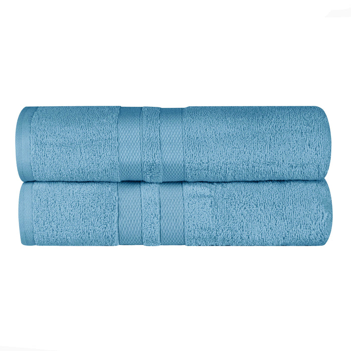 Ultra Soft Cotton Absorbent Solid Assorted 2 Piece Bath Sheet Set - Denim Blue