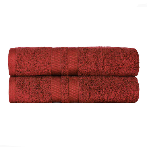 Ultra Soft Cotton Absorbent Solid Assorted 2 Piece Bath Sheet Set - Maroon