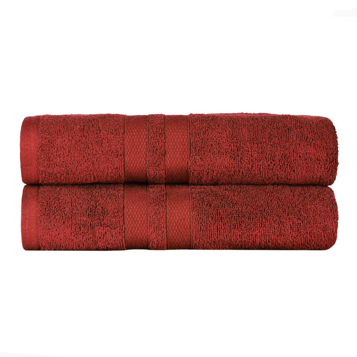 Ultra Soft Cotton Absorbent Solid Assorted 2 Piece Bath Sheet Set - Maroon