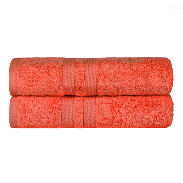 Ultra Soft Cotton Absorbent Solid Assorted 2 Piece Bath Sheet Set - Tangerine