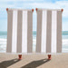 Cabana Stripe Oversized Cotton Beach Towel - Light Gray