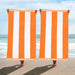Cabana Stripe Oversized Cotton Beach Towel - Orange