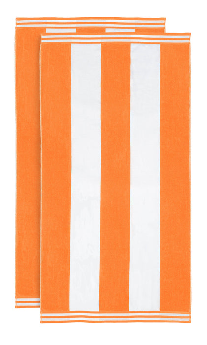 Cabana Stripe Oversized Cotton Beach Towel - Orange