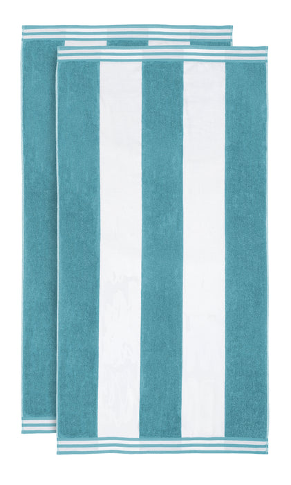 Cabana Stripe Oversized Cotton Beach Towel - Turquoise