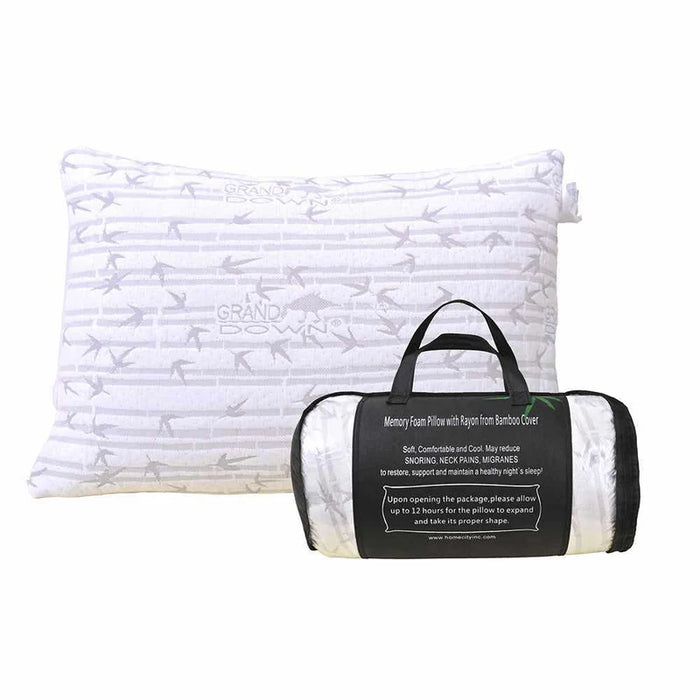 Solid Memory Foam Pillow with Bamboo Cover
