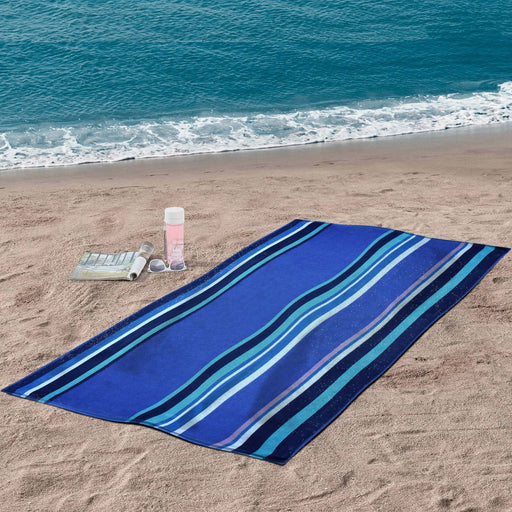 Seafina Oversized Cotton 2 Piece Beach Towel Set - NavyBlue