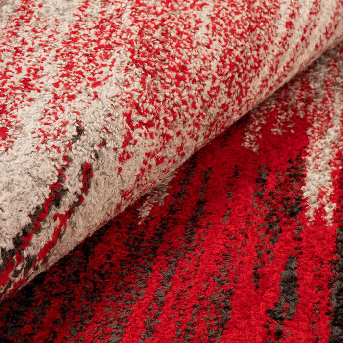 Goldman Abstract Ultra-Modern Indoor Area Rug - Red