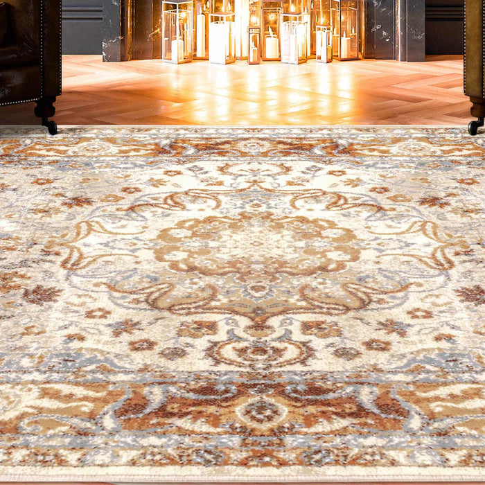 Archibold Floral Medallion Traditional Indoor Area Rug - Ivory