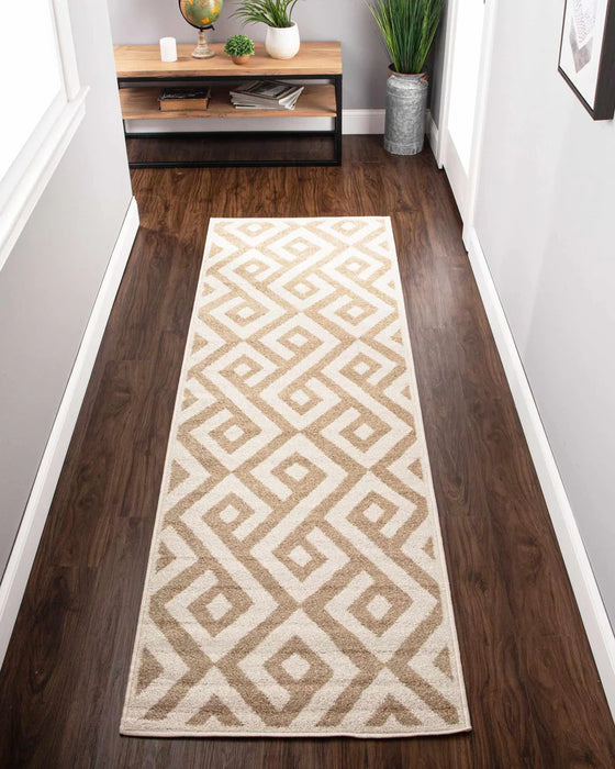 Saxton Modern Diamond Geometric Indoor Area Rug - Ivory