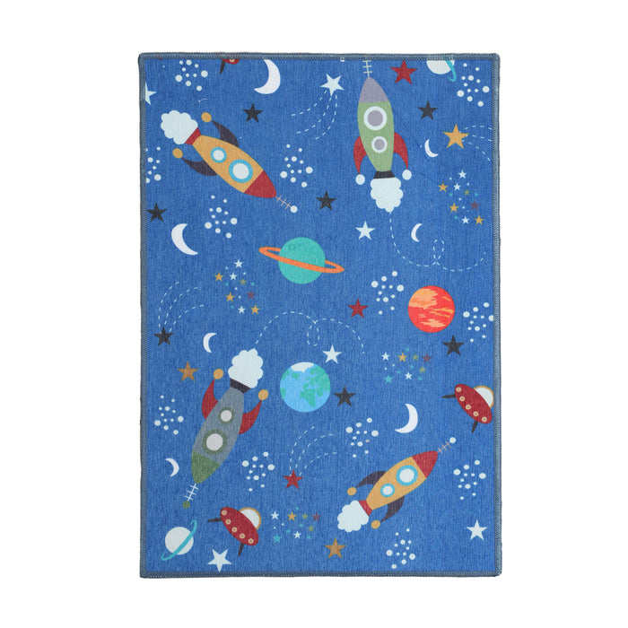 Lil' Flyer Spaceship Non-Slip Kids Playroom Washable Indoor Area Rug