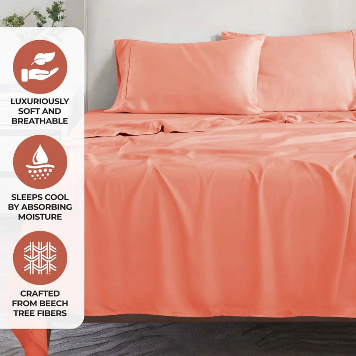 300 Thread Count Modal from Beechwood Solid 2 Piece Pillowcase Set - Coral