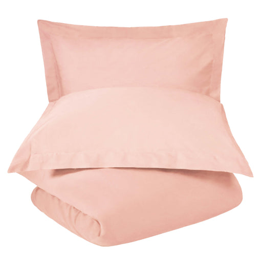 300 Thread Count Cotton Percale Solid Duvet Cover Set - Blush