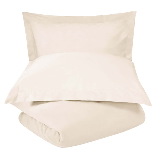 300 Thread Count Cotton Percale Solid Duvet Cover Set - Ivory