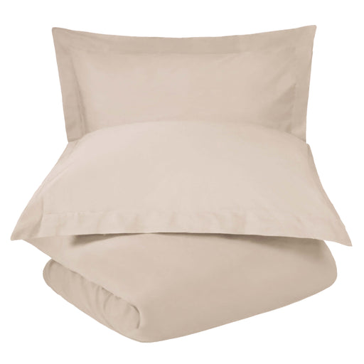 300 Thread Count Cotton Percale Solid Duvet Cover Set - Tan